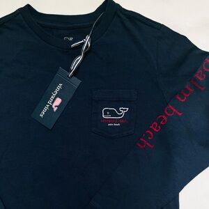 Vineyard Vines KIDS navy long sleeve Palm Beach Tee shirt NWT 7